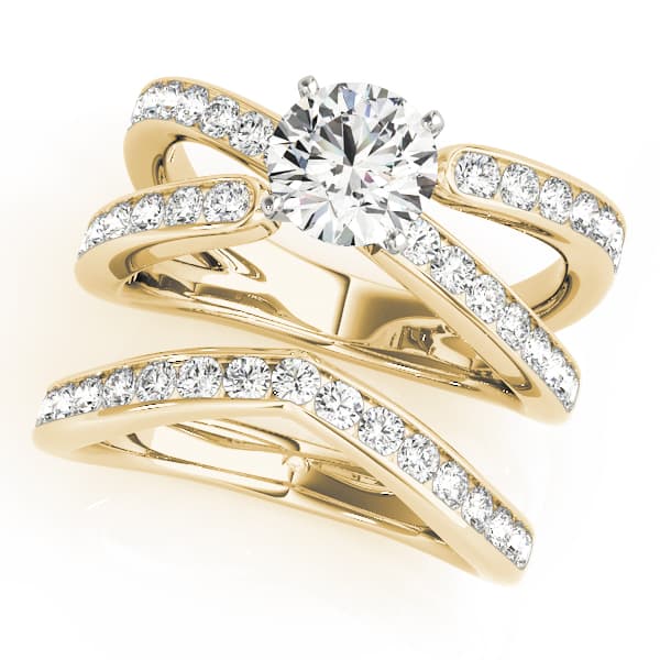 Multi-Row Engagement Ring, style 50636, On hand view in yellow gold