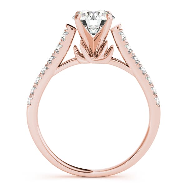 Single Row Prong Engagement Ring, style 50643, Side view in rose gold