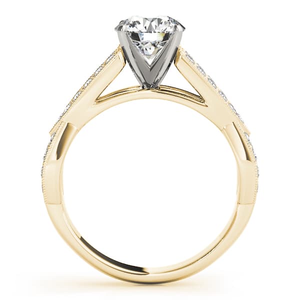 Multi-Row Split Shank Milgrain Engagement Ring, style 50646, Side view in yellow gold