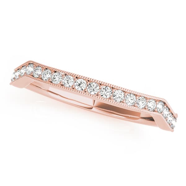 Curved Milgrain Wedding Bands (0.17 ct. tw.), Front view in rose gold
