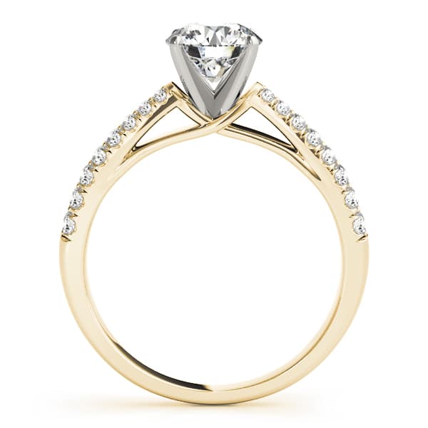 Round 2-Row Pavé Engagement Ring, style 50651, Side view in yellow gold