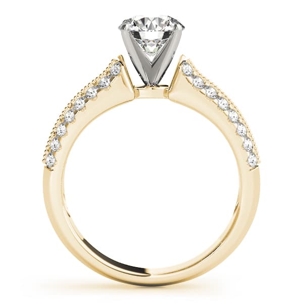 Vintage-Inspired Multi-Row Engagement Ring, style 50658, Side view in yellow gold