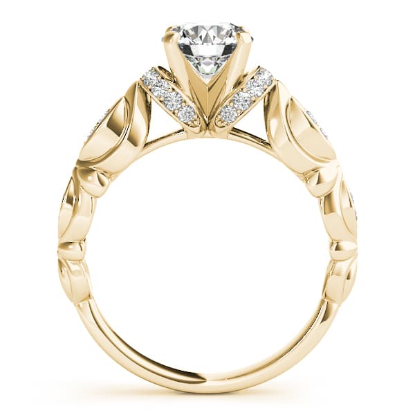 Antique Scalloped Halo Engagement Ring, style 50667, Side view in yellow gold