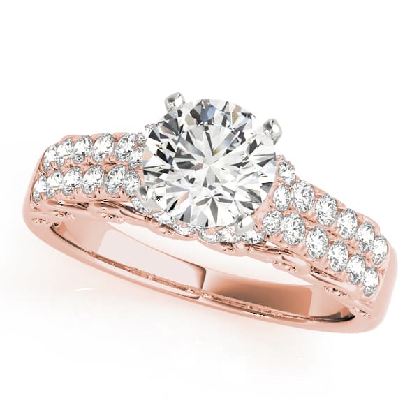 Multi-Row Engagement Ring, style 50777, Front view in rose gold