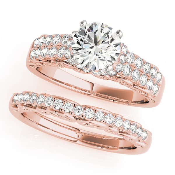 Multi-Row Engagement Ring, style 50777, On hand view in rose gold