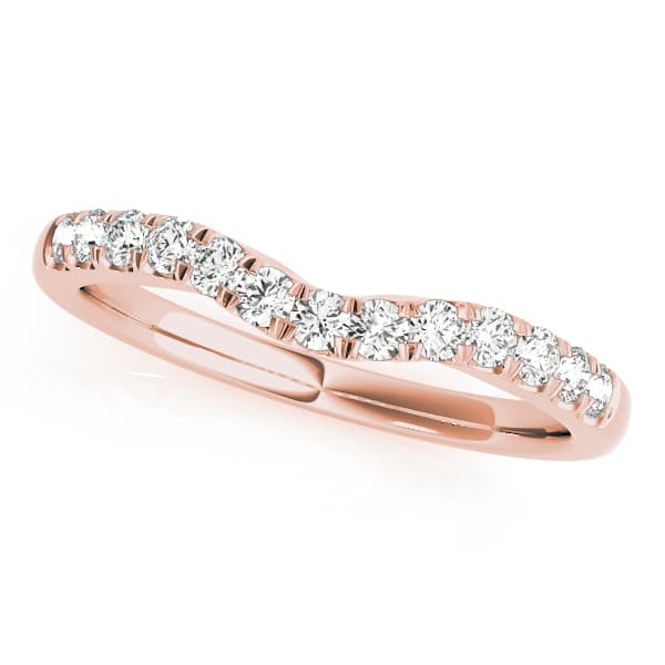 Curved Diamond Wedding Band (1/4 ct. tw.), Front view in rose gold