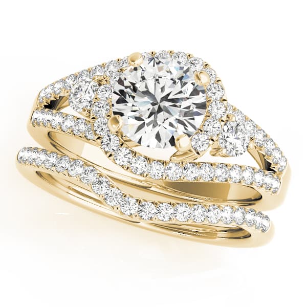 Bypass Halo Split Shank Engagement Ring, style 50783, On hand view in yellow gold