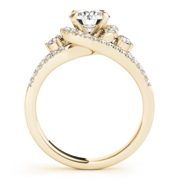 Bypass Halo Split Shank Engagement Ring, style 50783, Side view in yellow gold