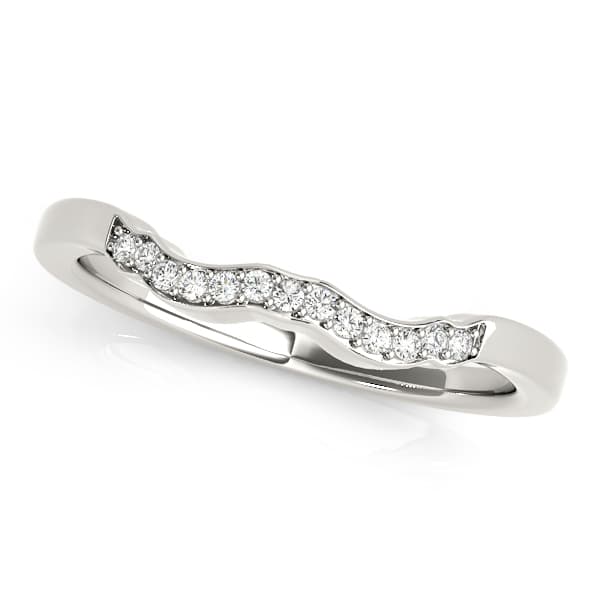 Prong In Channel Curved Wedding Band — White Gold