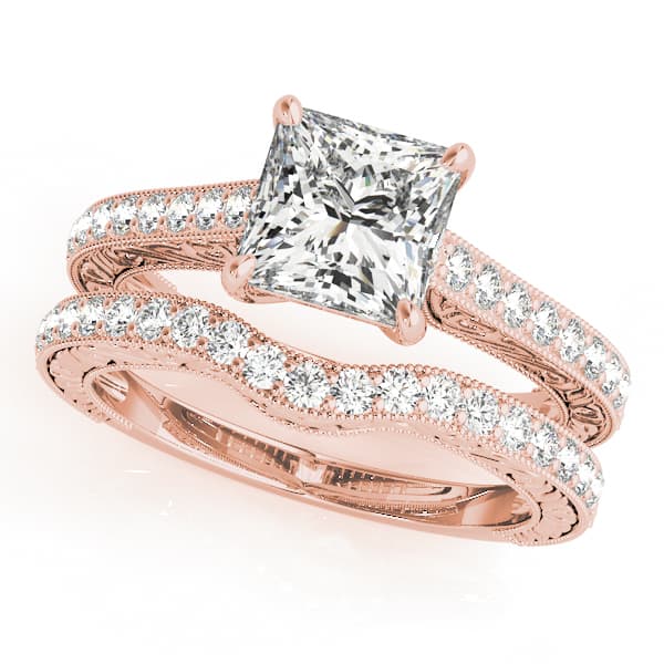 Trellis Engagement Ring, style 50799, On hand view in rose gold