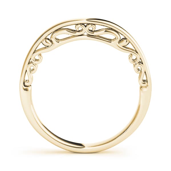 Side Scroll Filigree Wedding Band, Side view in yellow gold