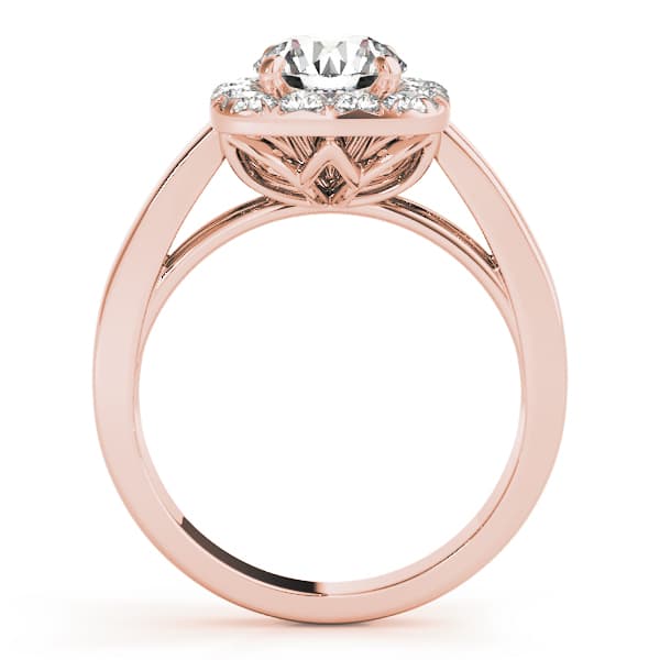 Round Halo Engagement Ring, style 50823, Side view in rose gold
