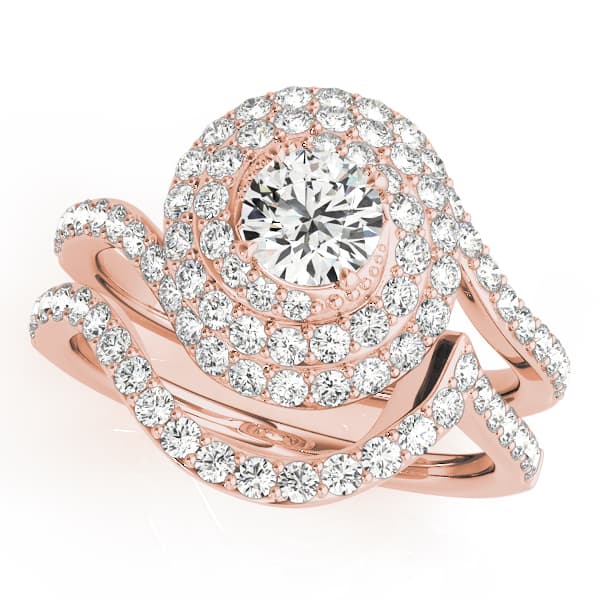 Halo Round Engagement Ring, style 50824, On hand view in rose gold