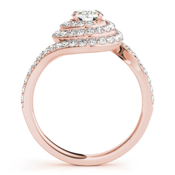 Halo Round Engagement Ring, style 50824, Side view in rose gold