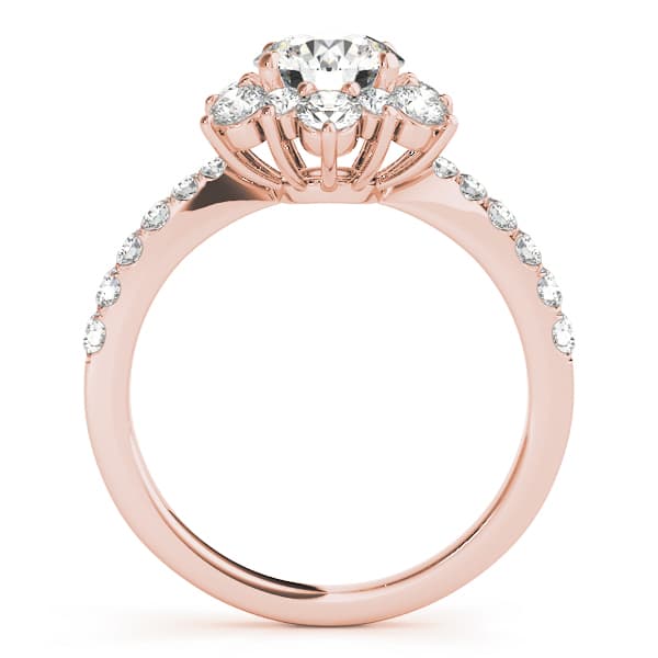 Floral Halo Engagement Ring, style 50834, Side view in rose gold