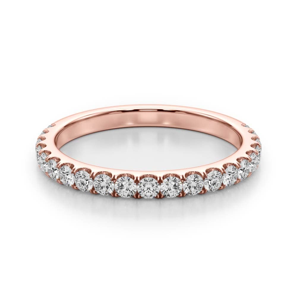 Split-Prong Wedding Band (0.42 ct. tw.), On hand view in rose gold
