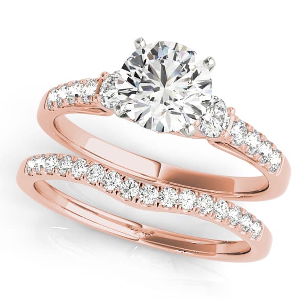 Single Row Engagement Ring, style 50863, On hand view in rose gold