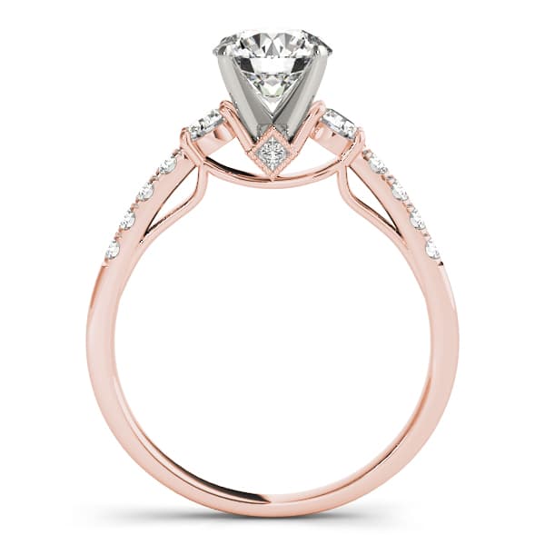 Single Row Engagement Ring, style 50863, Side view in rose gold