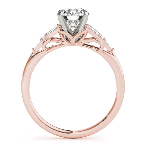 Tapered Baguette Engagement Ring, style 50873, Side view in rose gold