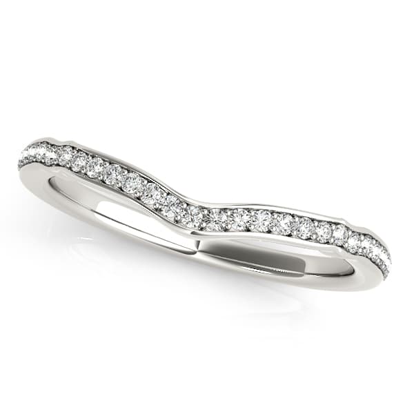 Prong In Channel Curved Wedding Band — View 1