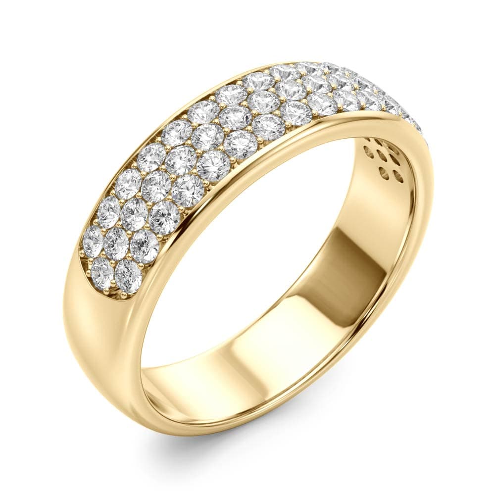 Multiple Row Pavé Set Wedding Band (5/8 ct. tw.), Angle view in yellow gold
