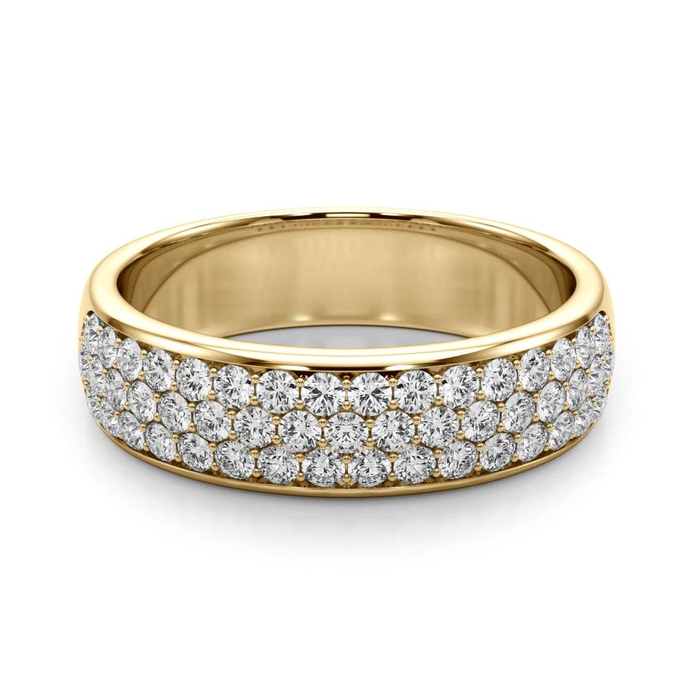 Multiple Row Pavé Set Wedding Band (5/8 ct. tw.), On hand view in yellow gold
