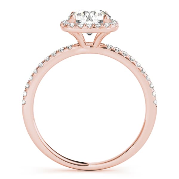Single Row Prong Set Halo Engagement Ring, style 50893, Side view in rose gold
