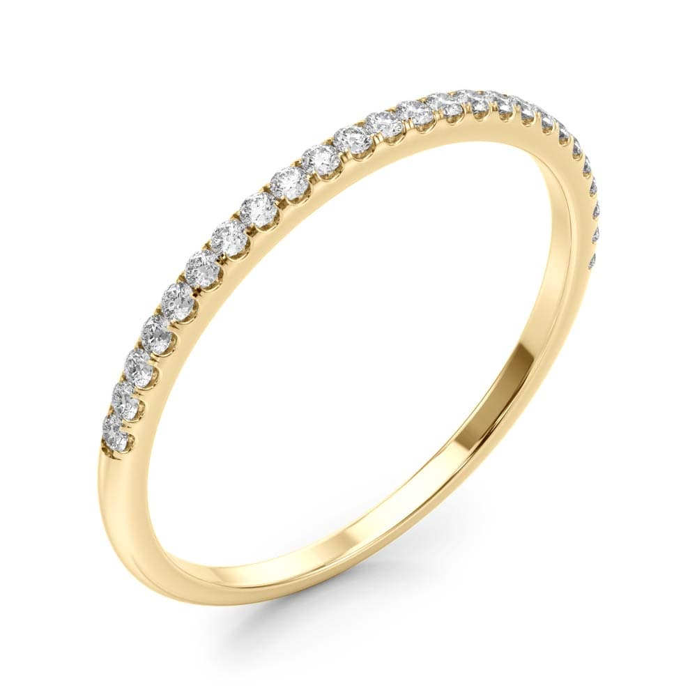 Single Row Split Prong Wedding Band (1/8 ct. tw.), Angle view in yellow gold