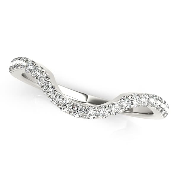 Curved Wedding Band — A — White Gold