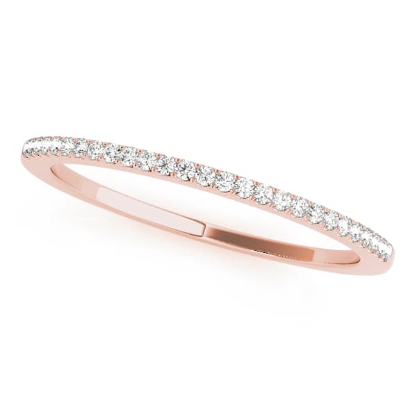 Prong Set Wedding Band (1/8 ct. tw.), Front view in rose gold