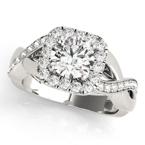 Twisted Shank Halo Engagement Rings — style 50935 in 10k White Gold