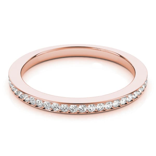 Single Row Prong in Channel Set Wedding Band (1/4 ct. tw.), On hand view in rose gold
