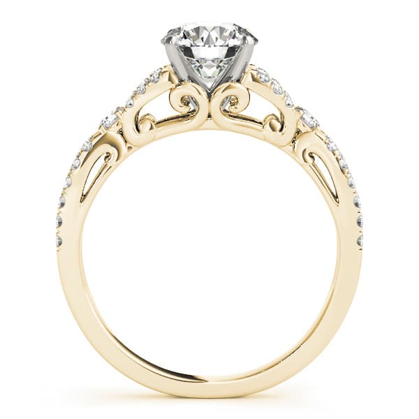 Split Shank Engagement Ring, style 50937, Side view in yellow gold