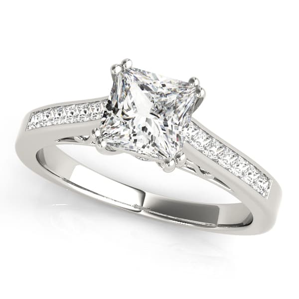 Channel Set Double Prong Engagement Ring — style 50945 in 10k White Gold