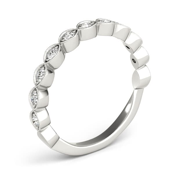 Vintage-Inspired Milgrain Wedding band (0.4 ct. tw.), Angle view in white gold or platinum