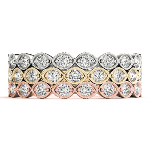 Vintage-Inspired Milgrain Wedding band (0.4 ct. tw.), Top view in white gold or platinum