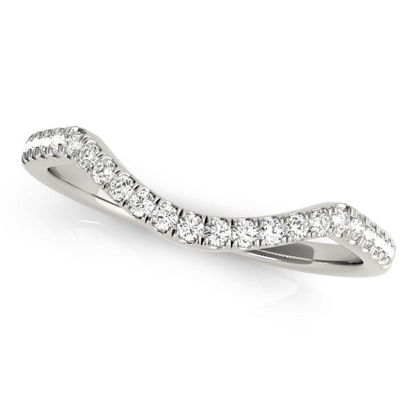 Split Prong Curved Wedding Band — White Gold