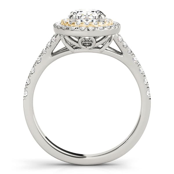 Oval Double Halo Split Shank Engagement Ring, style 50953, Side view in yellow gold