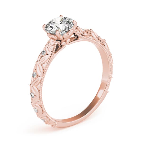 Vintage-Inspired Engagement Ring, style 50963, Angle view in rose gold