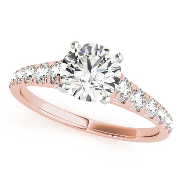 Graduated Diamond Engagement Ring, style 50979, Front view in rose gold