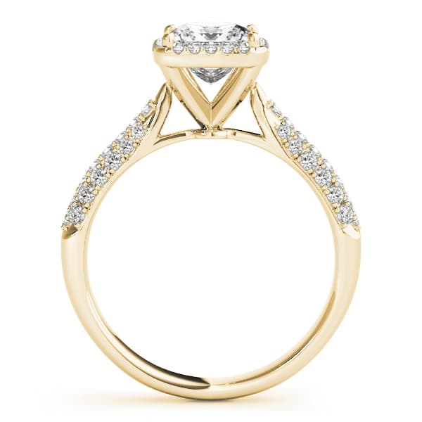 Multi-Row Pavé Halo Engagement Ring, style 51010, Side view in yellow gold