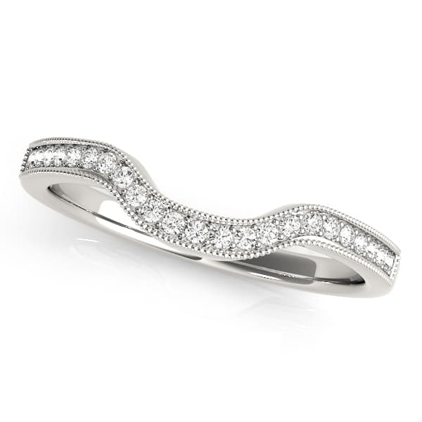 Milgrain Prong Set Curved Wedding Bands — View 1