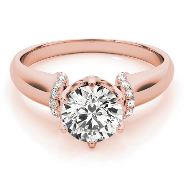 Solitaire Cluster Sides Engagement Ring, style 51070, On hand view in rose gold