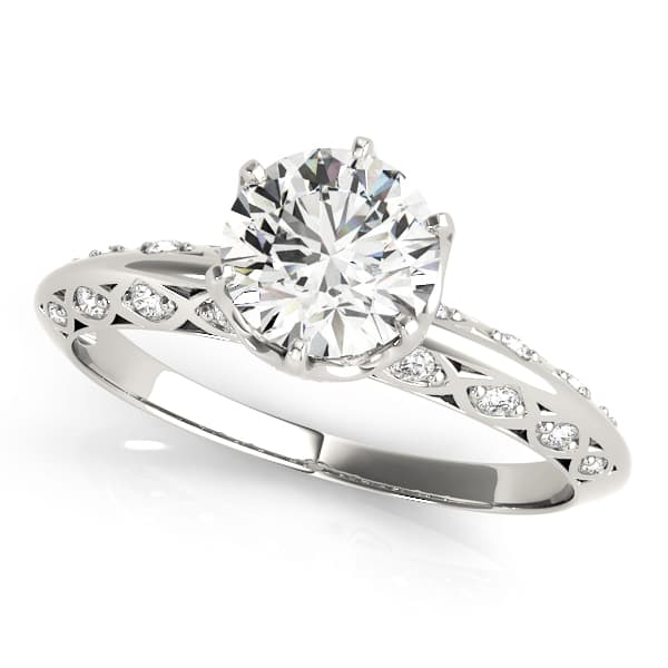 Vintage Solitaire Round Engagement Rings — style 51071 in 10k White Gold