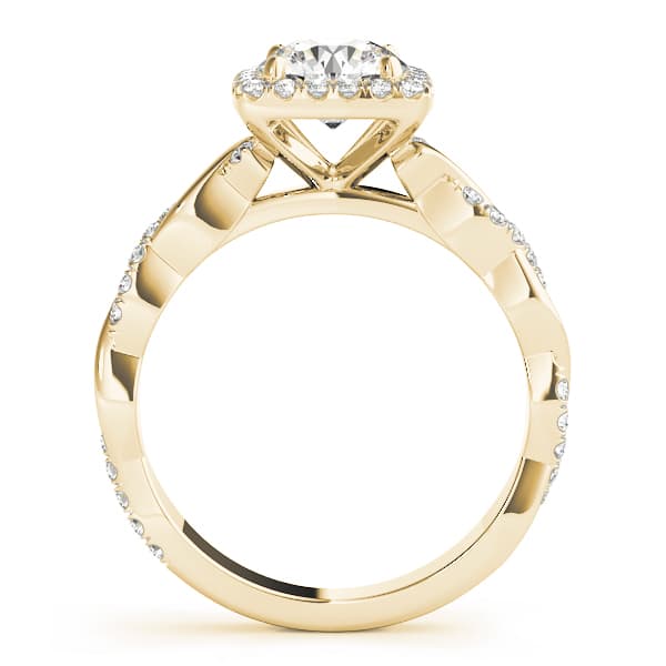 Twisted Shank Halo Engagement Ring, style 51083, Side view in yellow gold