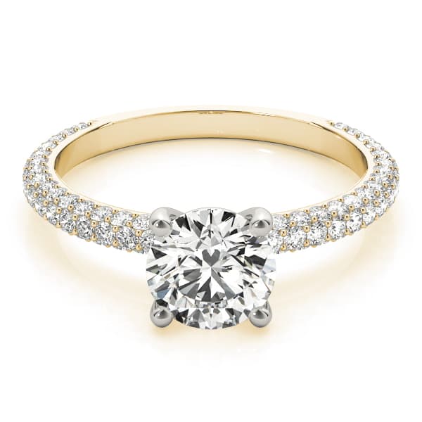 Pavé Set Round Engagement Ring, style 51091, On hand view in yellow gold