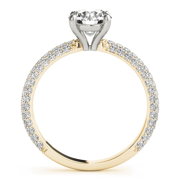 Pavé Set Round Engagement Ring, style 51091, Side view in yellow gold