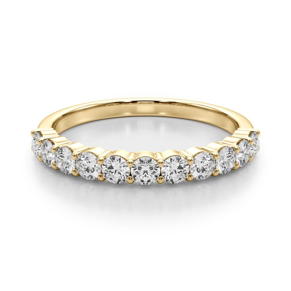 Single Row Prong Set Wedding Band (1.1 ct. tw.), On hand view in yellow gold