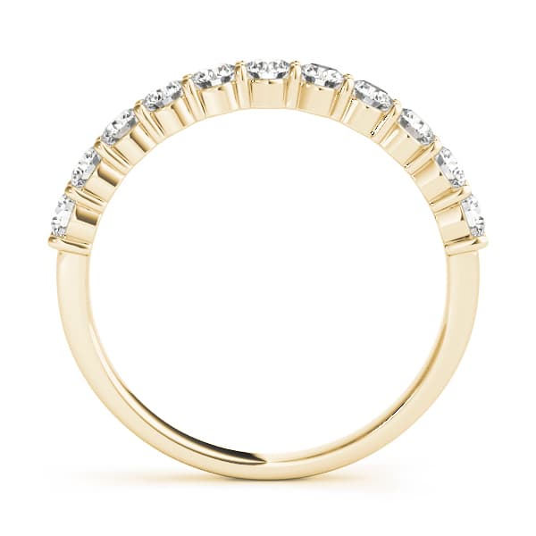 Single Row Prong Set Wedding Band (1.1 ct. tw.), Side view in yellow gold