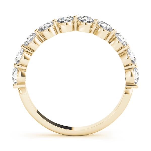 Single Shared Prong Wedding Band (0.3 ct. tw.), Side view in yellow gold